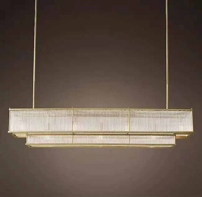 lustre led style loft américain en métal et tubes de verre - vue 8 sur 14