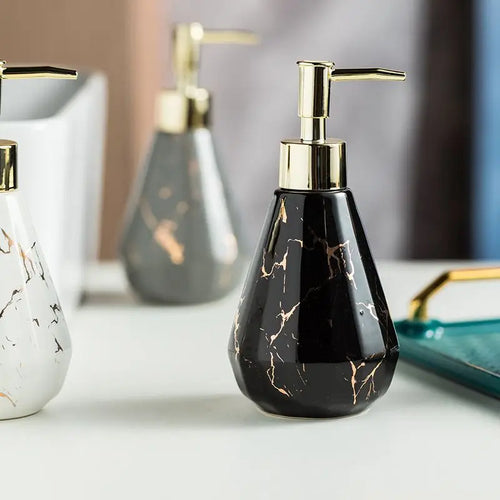 bouteille en céramique marbrée avec diamants pour rangement décoratif - vue 3 sur 10