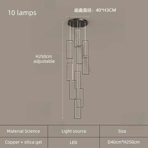 lustre moderne en cuivre avec éclairage LED design élégant - vue 20 sur 24