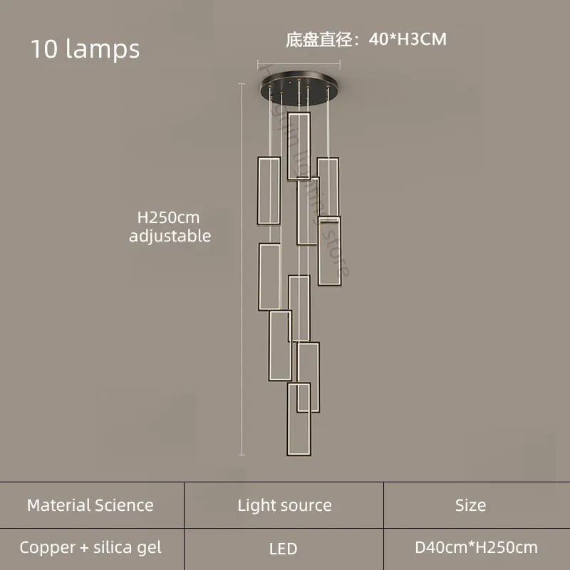lustre moderne en cuivre avec éclairage LED design élégant - vue 19 sur 24