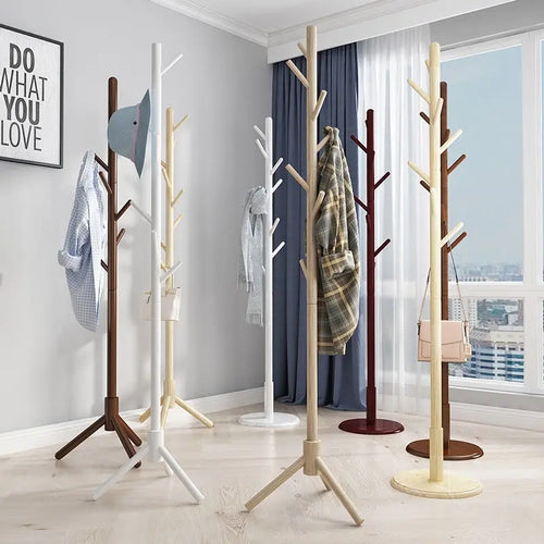porte-manteau vertical en bois massif pour vêtements et accessoires - vue 2 sur 14