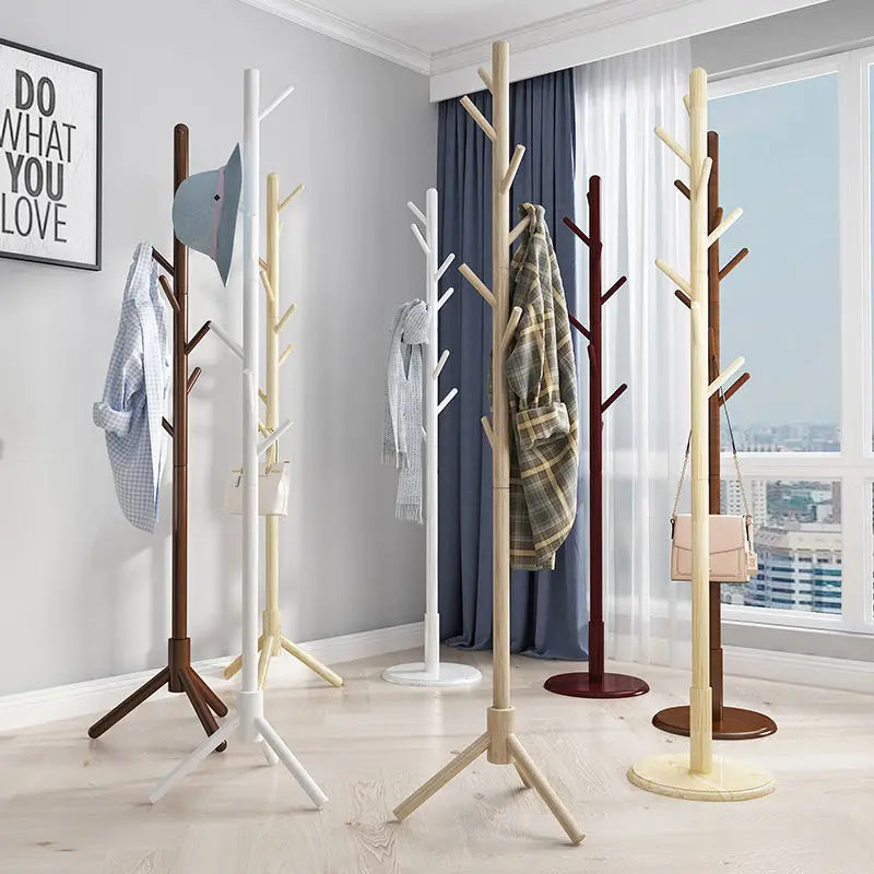 porte-manteau vertical en bois massif pour vêtements et accessoires - vue 1 sur 14
