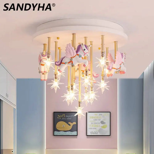 plafonnier moderne licorne étoiles décoration pour enfants intérieur - vue 2 sur 10