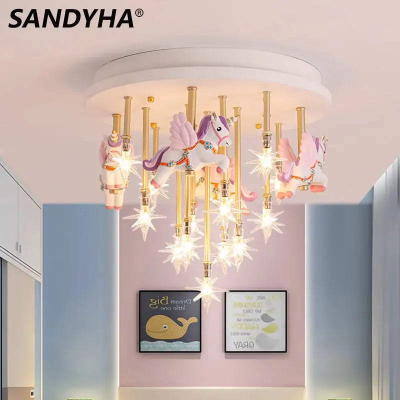 plafonnier moderne licorne étoiles décoration pour enfants intérieur - vue 1 sur 10