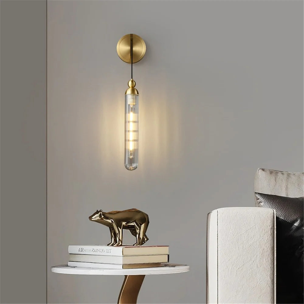 applique murale led moderne en cuivre et verre décoratif - vue 3 sur 9