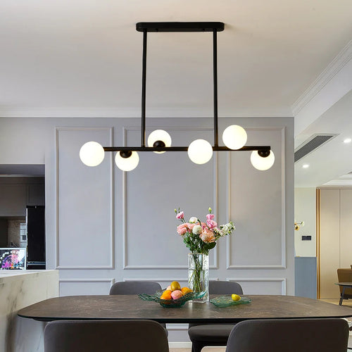 Lustre design boules de verre horizontales - vue 7 sur 20