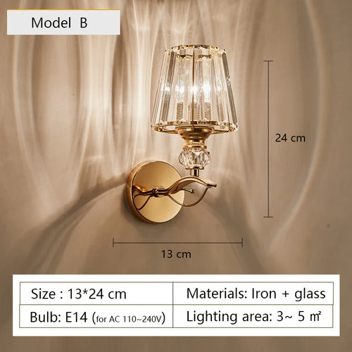 applique murale en cristal luxe design moderne nordique à led - vue 9 sur 9