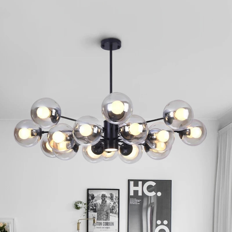 Lustre moderne design avec boule en verre magique haricot - vue 2 sur 18