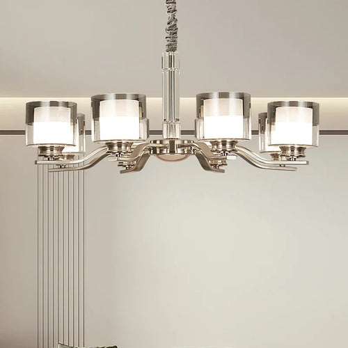 plafonnier led suspendu métal nickel design moderne luminaire décoratif intérieur - vue 3 sur 13