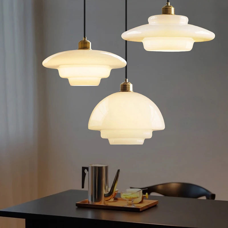 lampe suspendue moderne en verre led décorative nordique - vue 1 sur 9