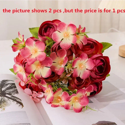 bouquet de fleurs artificielles en soie pour décoration intérieure - vue 9 sur 12