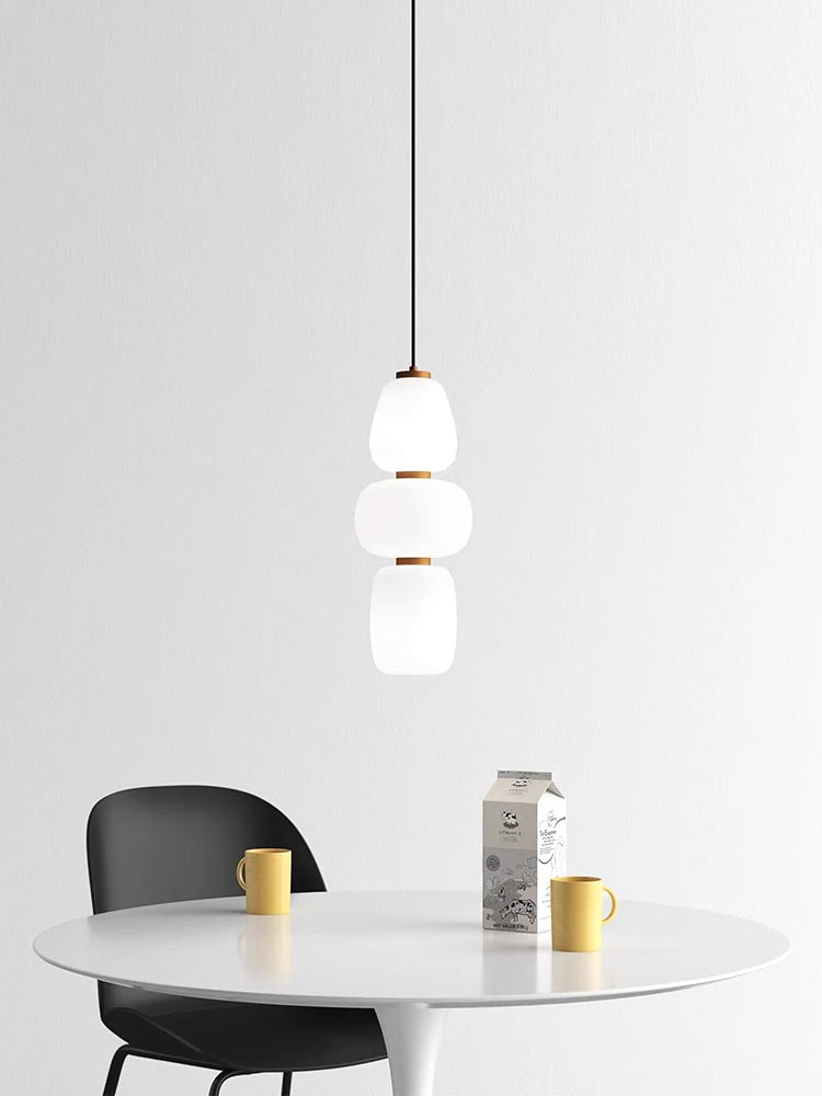 lustre led en verre design minimaliste japonais créatif et artistique - vue 3 sur 12