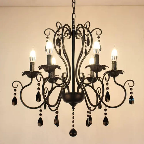 lampe à bougie en fer et cristal de luxe pour décoration intérieure - vue 9 sur 12