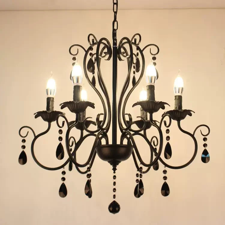 lampe à bougie en fer et cristal de luxe pour décoration intérieure - vue 8 sur 12
