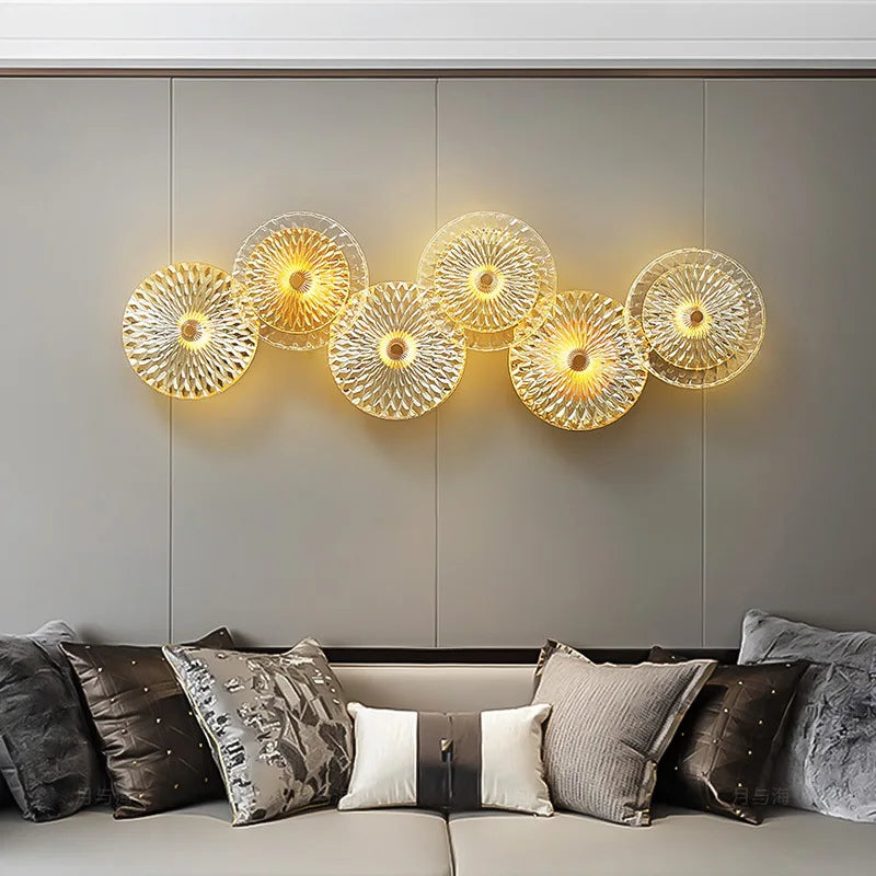 applique murale ronde moderne en cristal avec lumières led nordiques - vue 4 sur 13