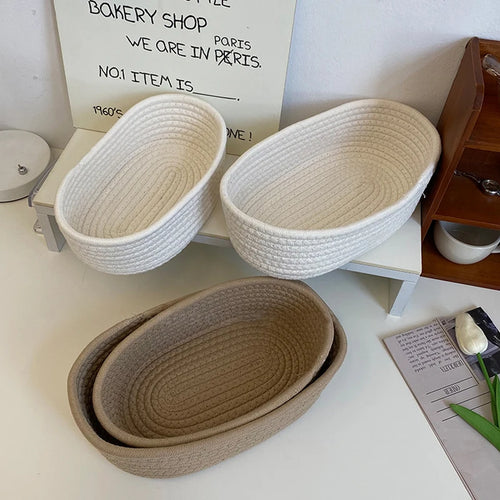 paniers de rangement en corde de coton nordique pour organisation - vue 2 sur 8