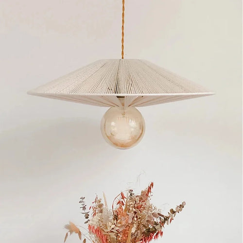 Lustre rétro japonais en corde de chanvre tissée - vue 5 sur 10