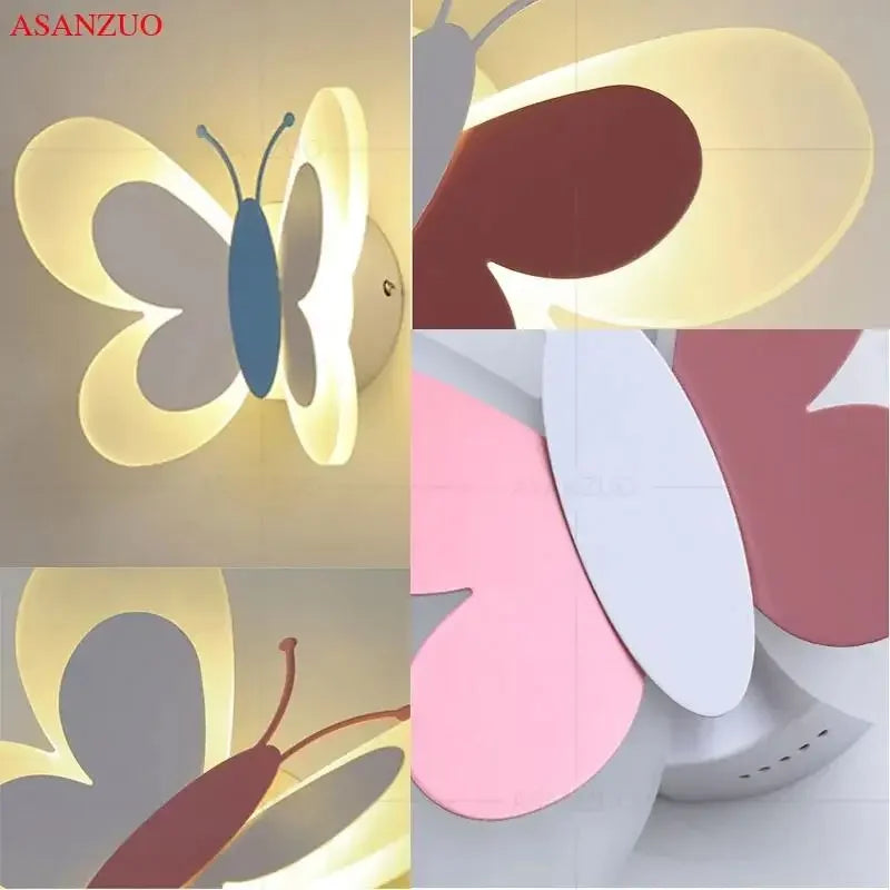 applique murale led papillon décorative pour chambre d'enfant - vue 5 sur 8