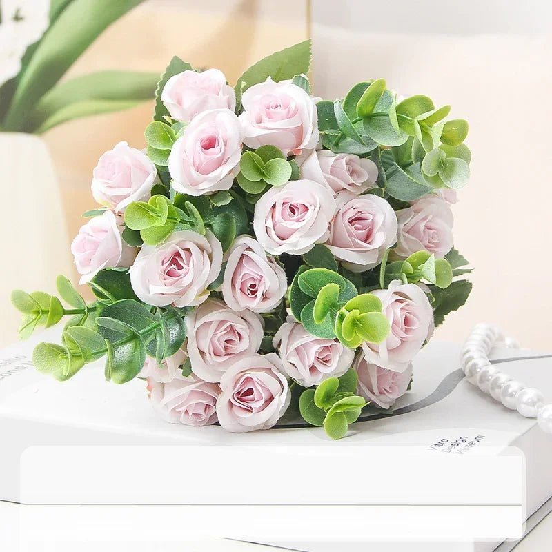 bouquet de roses artificielles eucalyptus décorations florales polyvalentes - vue 6 sur 12