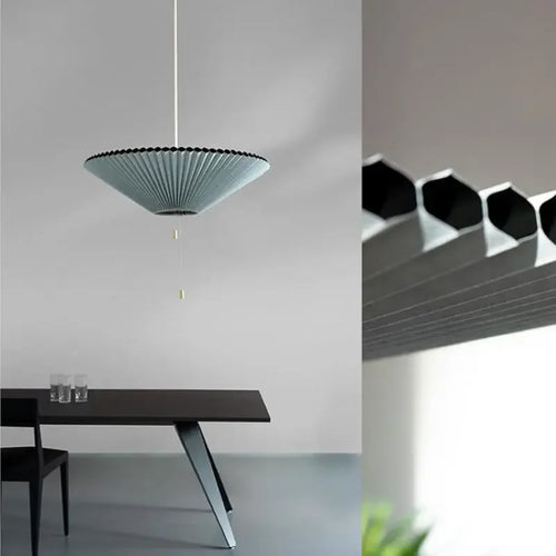 lustre moderne design parapluie en tissu plissé déformé led - vue 5 sur 9
