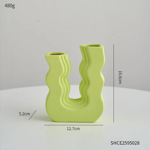 vase en céramique décoratif style morandi pour fleurs - vue 10 sur 11