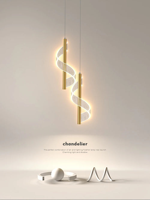 suspension led design en forme de s pour décoration intérieure élégante - vue 5 sur 8