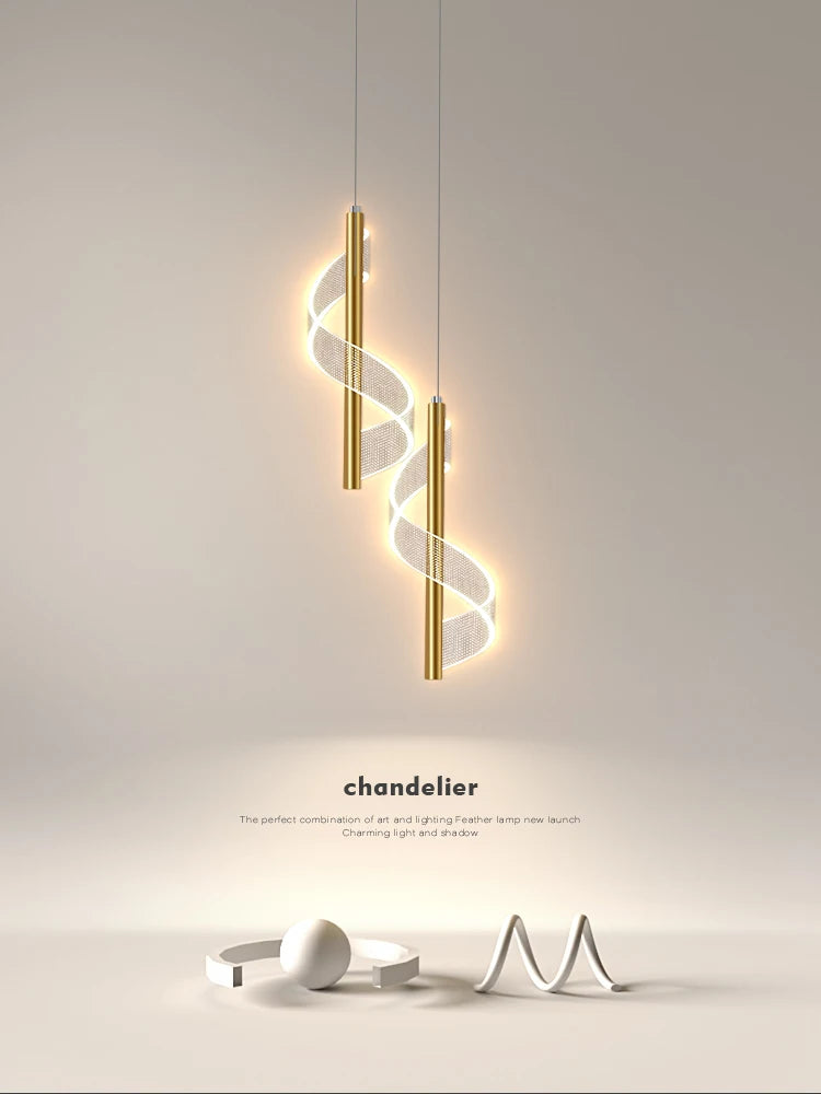 suspension led design en forme de s pour décoration intérieure élégante - vue 4 sur 8