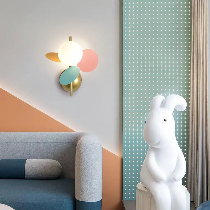 applique murale nordique macaron en fer décorative led pour enfant - vue 4 sur 12