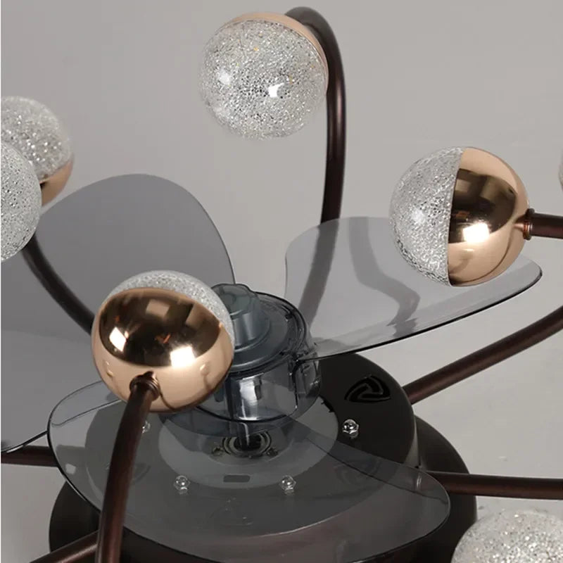plafonnier led boule de verre ventilateur minimaliste éclairage moderne - vue 6 sur 9