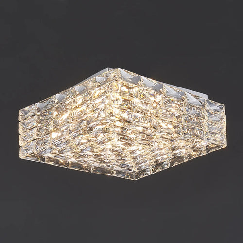 plafonnier en acier inoxydable et cristal design moderne créatif carré - vue 5 sur 9