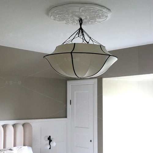 lustre rétro nordique en tissu pour décoration intérieure - vue 4 sur 9