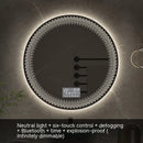 miroir rond à led avec rétroéclairage réglable et antibuée intelligent