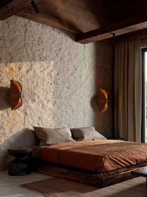 applique murale rétro en tissage de vigne décoration nordique élégante - vue 2 sur 8