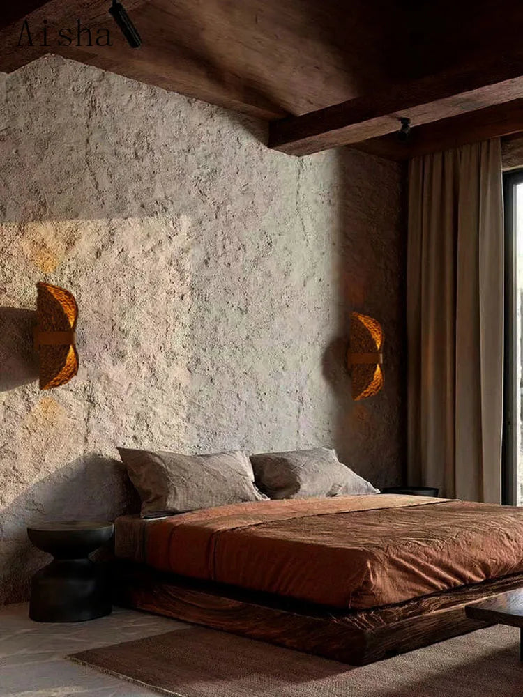 applique murale rétro en tissage de vigne décoration nordique élégante - vue 2 sur 8