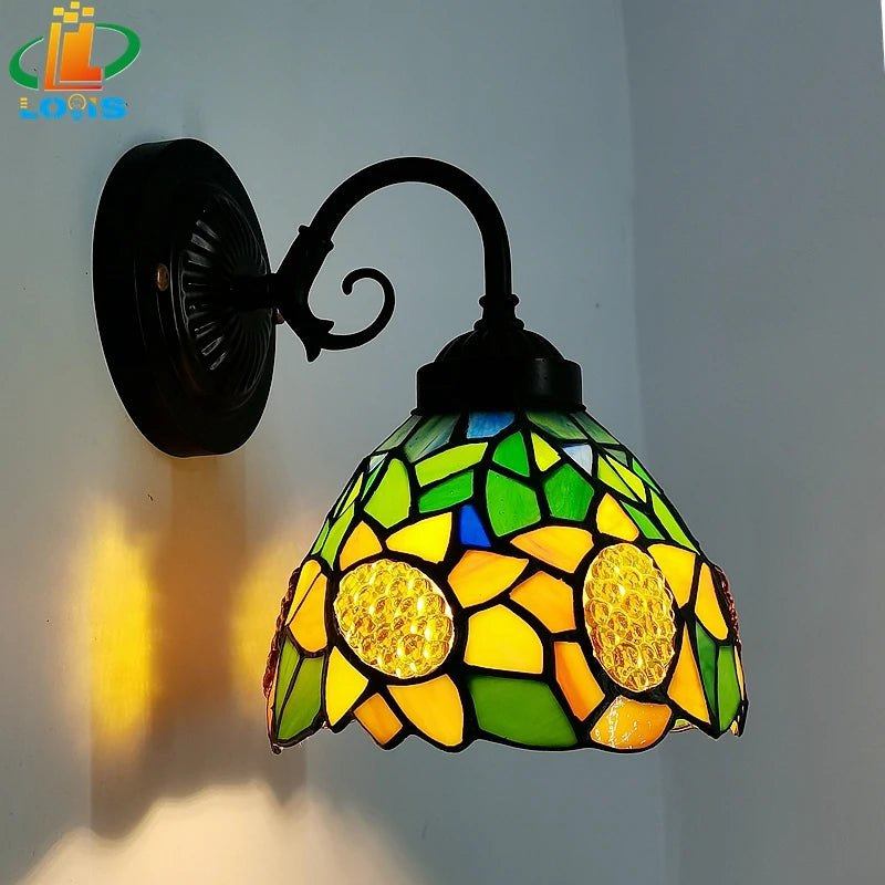 applique murale tiffany vitrail tournesol pour éclairage intérieur - vue 3 sur 6