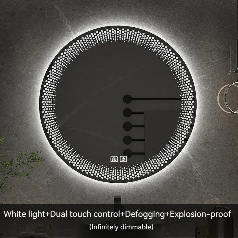 miroir rond à led avec rétroéclairage réglable et antibuée intelligent - vue 14 sur 25