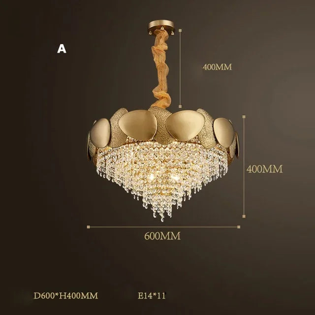 lustre moderne en cristal pampilles et acier inoxydable - vue 11 sur 16