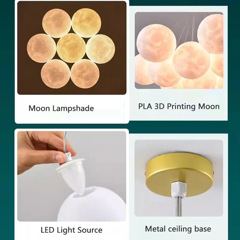 lustre moderne pour enfants avec suspension à bulles et télécommande - vue 5 sur 18
