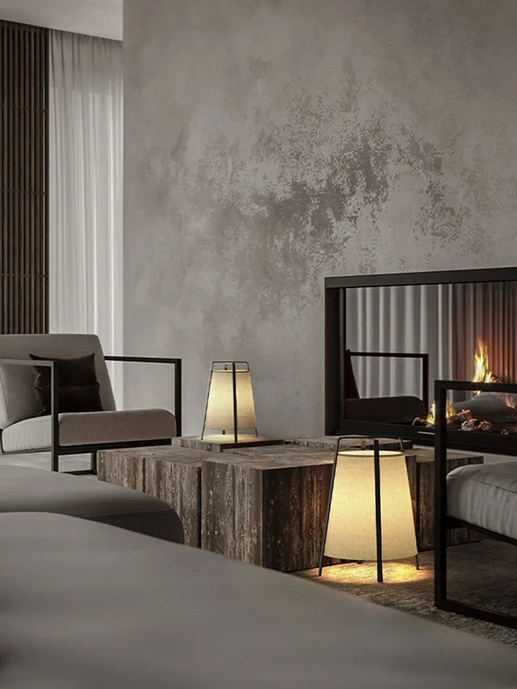 lampadaire led en tissu rétro japonais design moderne décoratif - vue 5 sur 7
