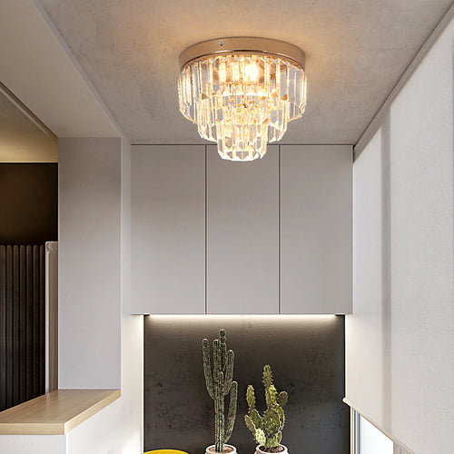 lustre moderne en cristal k9 avec lumière led suspendue - vue 2 sur 8