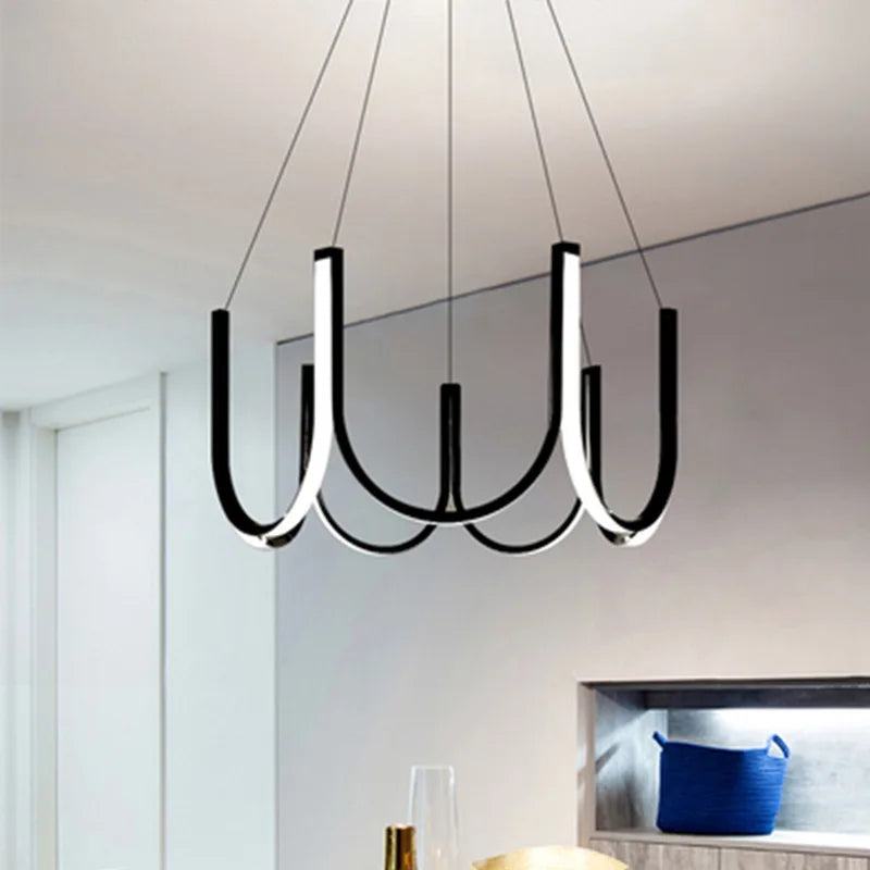 suspension lumières led en forme de u nordique créatif postmoderne - vue 2 sur 13