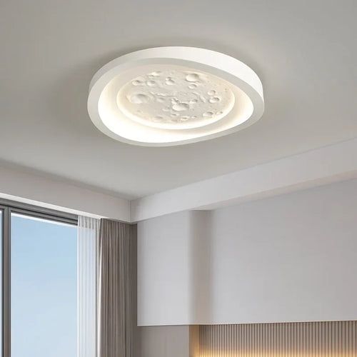 plafonnier led moderne en résine forme cratère de lune décoratif - vue 4 sur 9