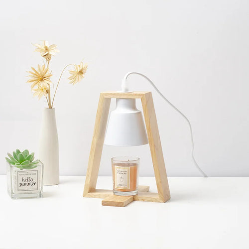 Lampe chauffe-bougie bois nordique 110/230V éclairage intérieur - vue 4 sur 6