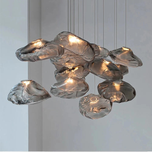 lustre moderne 	 en verre pour restaurant et magasin de vêtements - vue 3 sur 10