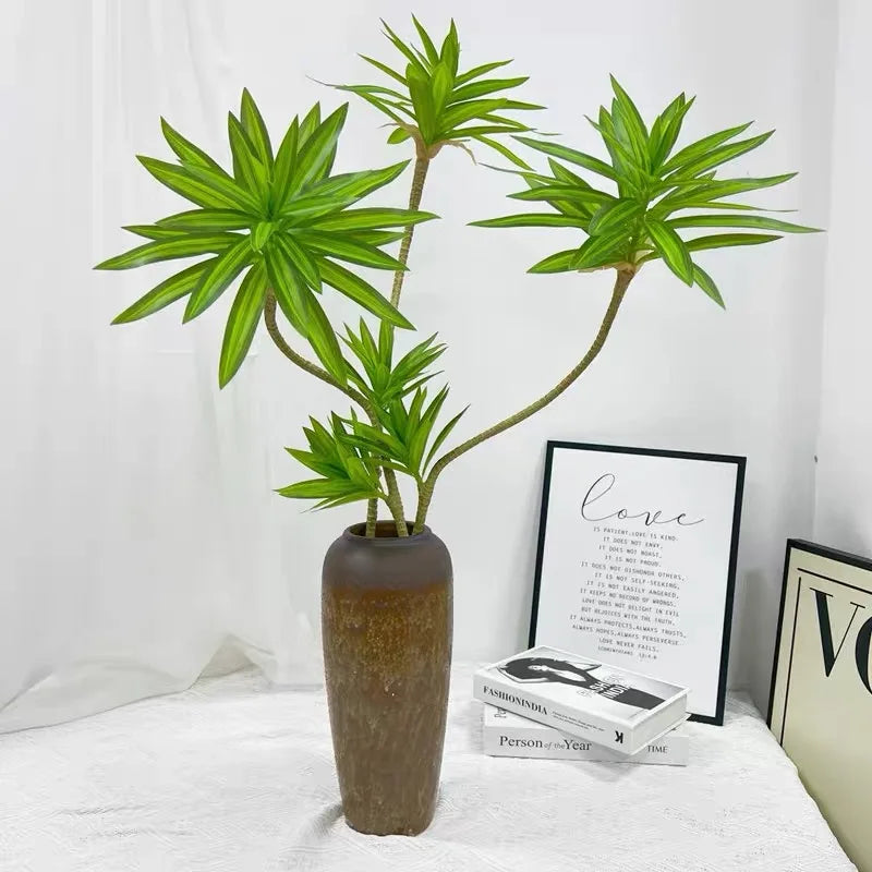plante tropicale en pot avec palmier et bambou décoratif - vue 4 sur 18