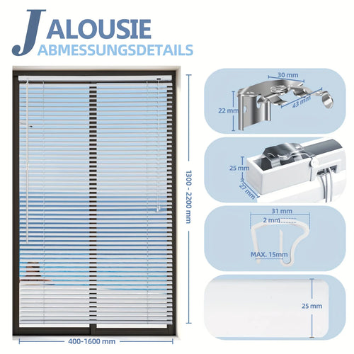 Store vénitien aluminium sans perçage pour fenêtre chambre - vue 4 sur 9