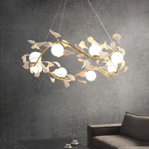 SANDYHA Moderne Fleur Branche Lustre Surround Boule De Verre Anneau Suspension Lumière Led pour Salon Salle À Manger Chambre Lustre Salon - vue 2 sur 8