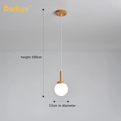 Suspension en bois et verre au design nordique - vue 6 sur 9