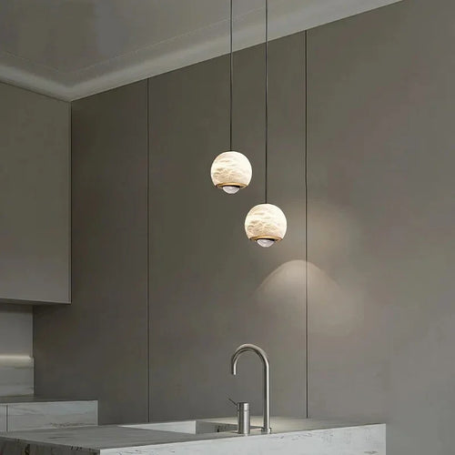 suspension nordique en marbre led pour île cuisine - vue 5 sur 7