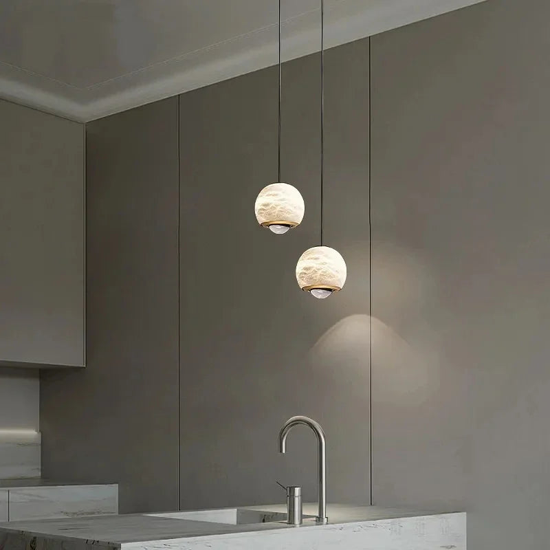 suspension nordique en marbre led pour île cuisine - vue 5 sur 7
